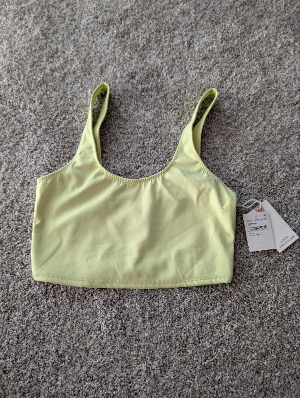 NWT Good American Good Compression Swim Tank Bikini Top Key Lime Size 2 (M)